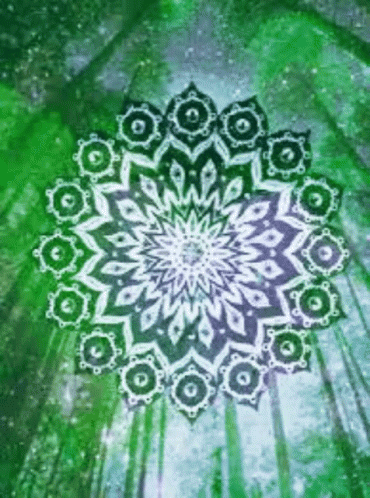 A Green Background With A White And Purple Circular Design GIF