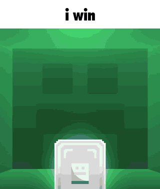 A Green Background With A White Item And The Words I Win Above It GIF