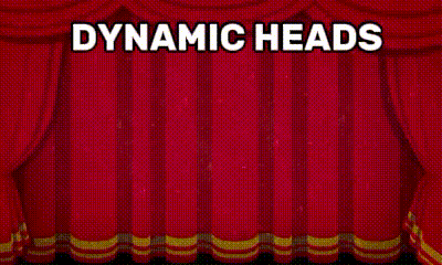 A Green Background With Dynamic Heads Written In White Letters GIF