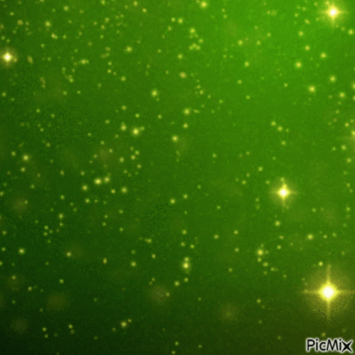A Green Background With Glowing Stars And The Word Picmix At The Bottom GIF