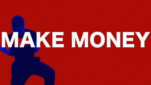 A Green Background With The Word Make Money In White Letters GIF