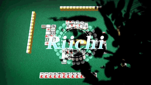 A Green Background With The Word Richi In Blue Letters GIF
