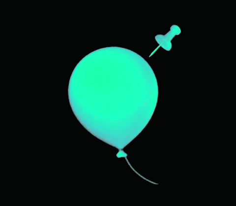 A Green Balloon With A Pin Sticking Out Of It On A Black Background GIF