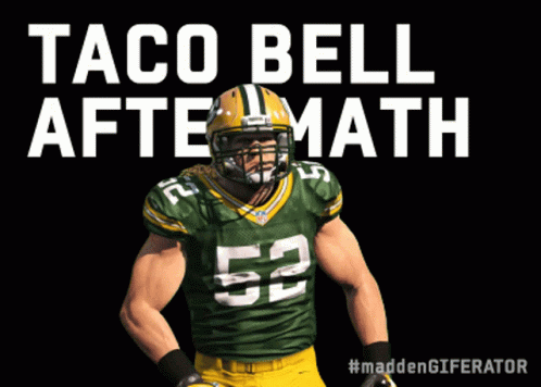 A Green Bay Packers Football Player Is Featured On A Taco Bell Aftermath Ad GIF