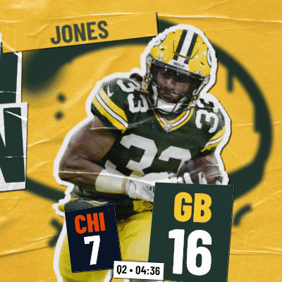 a green bay packers football player named jones runs with the ball