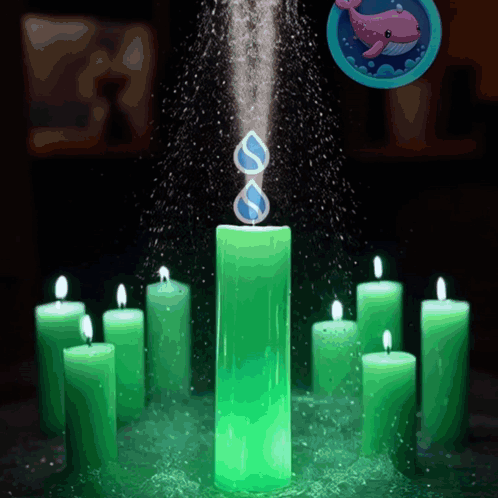 A Green Candle Is Surrounded By Other Candles GIF
