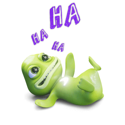 A Green Cartoon Character Is Laughing With The Words Ha Ha Ha Coming Out Of His Mouth GIF