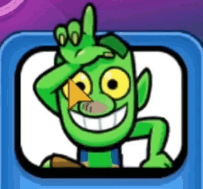 A Green Cartoon Character Is Smiling And Making A Peace Sign With His Finger . GIF
