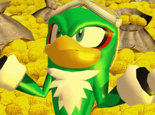 A Green Cartoon Character Is Standing In Front Of A Yellow Background GIF
