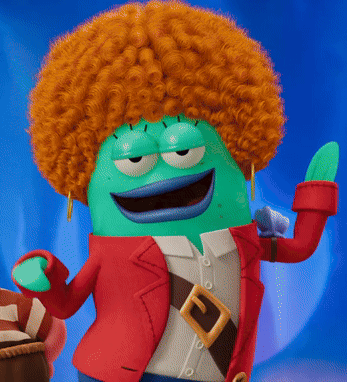A Green Cartoon Character Wearing A Red Jacket And A Brown Belt GIF
