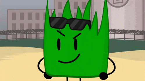 A Green Cartoon Character Wearing Sunglasses And A Smile GIF
