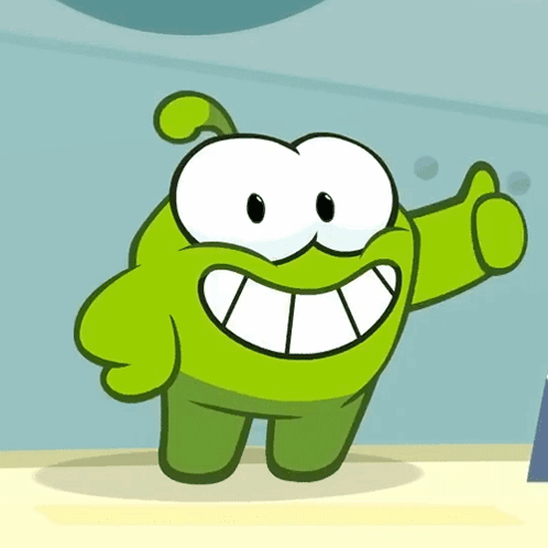 A Green Cartoon Character With A Big Smile On His Face Is Giving A Thumbs Up GIF