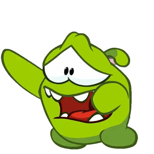 a green cartoon character with a red tongue and teeth