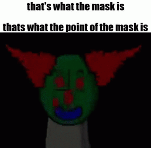 A Green Cartoon Character With Red Horns Is Holding A Book And A Mask . GIF