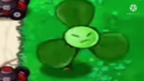 A Green Cartoon Plant With A Face On It Is Sitting On The Ground . GIF