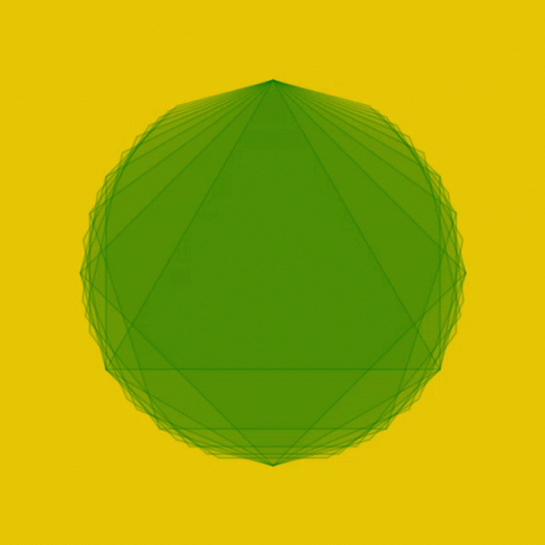 A Green Circle On A Yellow Background With Lines GIF