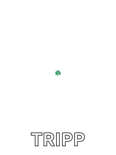 A Green Clover With The Words Happy St. Patrick 'S Day Tripp Written Below It GIF