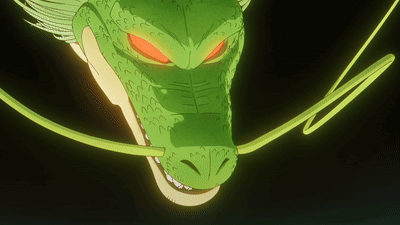 A Green Dragon With Red Eyes And A Long Tail GIF