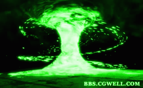 A Green Explosion With The Website Bbs.cgwell.com GIF
