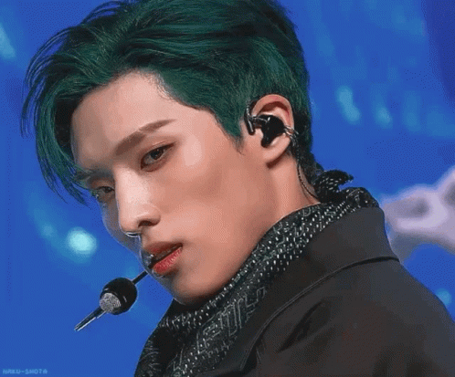 A Green Fish Is Swimming In The Water With A Person In The Background GIF