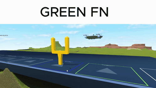 a green fn logo with a picture of a helicopter flying over a field