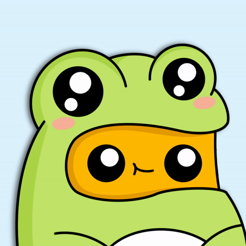 A Green Frog With A Yellow Duck 'S Head GIF