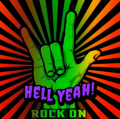 A Green Hand Making A Rock On Sign GIF