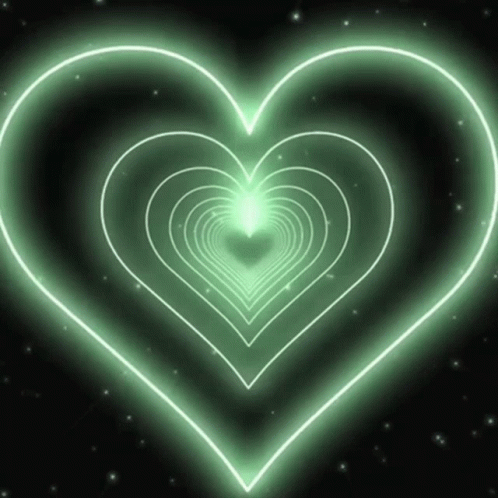 A Green Heart Is Surrounded By Other Hearts GIF