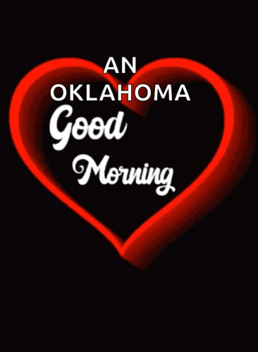 A Green Heart On A Black Background That Says An Oklahoma Good Morning GIF