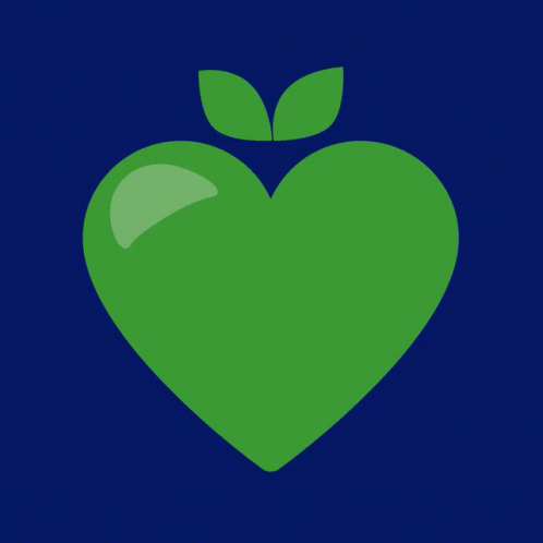 A Green Heart With Two Leaves On A Dark Blue Background GIF