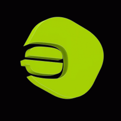 A Green Letter E With A Black Border On A Black Background GIF