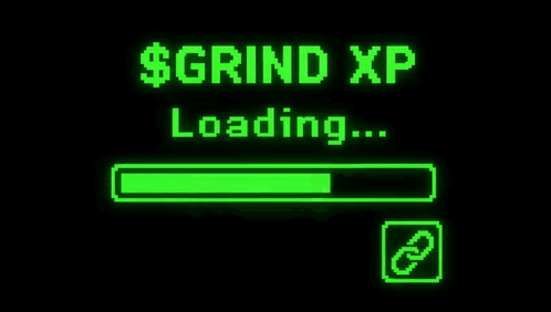A Green Loading Bar That Says Grind Xp On It GIF