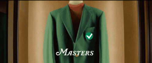 A Green Masters Jacket With A Green Check Mark GIF