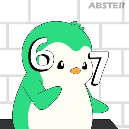 Green Penguin With Number 6 GIF