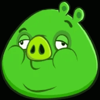 A Green Pig With A Yellow Nose Is Looking At The Camera With A Black Background . GIF