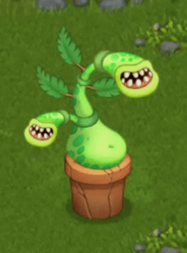 A Green Plant In A Pot With Its Mouth Wide Open GIF