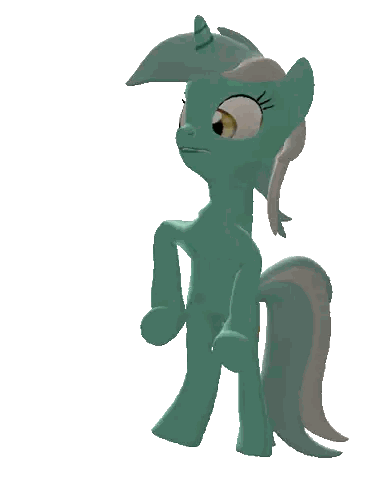 a green pony wearing a hat with a circle on it