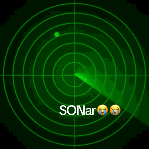 A Green Radar Screen Shows A Man 'S Face And The Word Sonar GIF