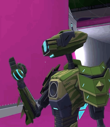 a green robot with the words #fairs on the top