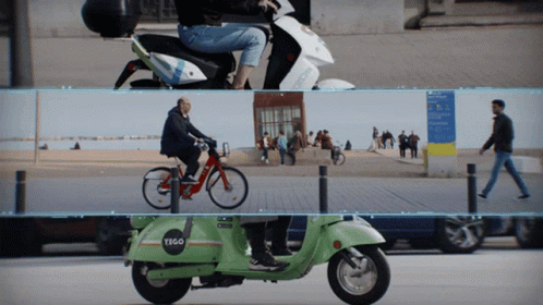 A Green Scooter With Tigo On The Front GIF