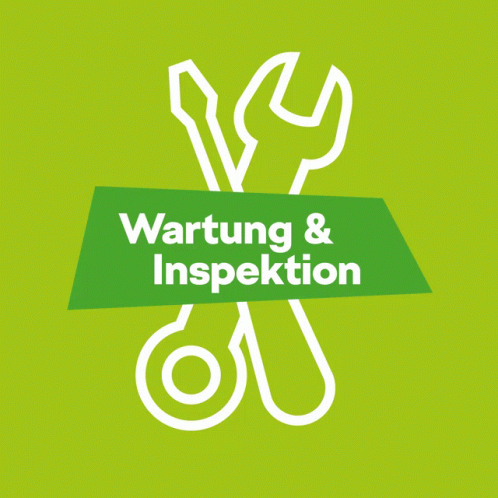A Green Sign That Says Wartung And Inspektion GIF