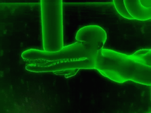 A Green Silhouette Of A Person Doing Push Ups On A Black Background GIF