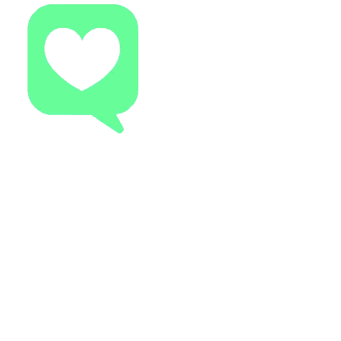 a green square with a heart inside of it