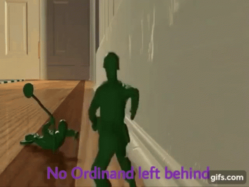 A Green Toy Soldier Is Walking Down A Hallway Next To Another Toy Soldier Laying On The Floor . GIF