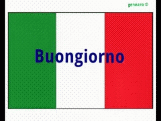 a green white and red flag with the words buongiorno in blue
