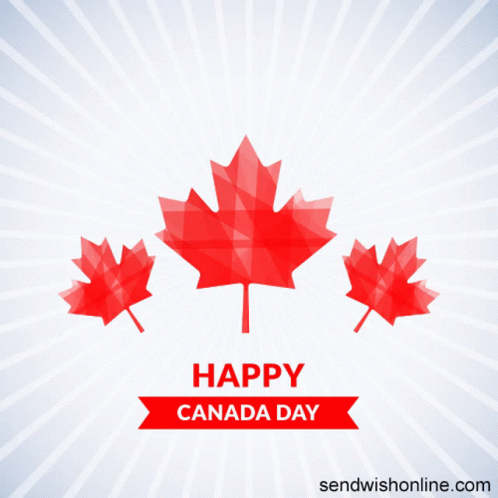 a greeting card for canada day with a maple leaf