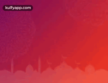 A Greeting Card For Eid Mubarak With Mosques And A Crescent Moon GIF