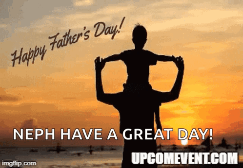 A Greeting Card For Father 'S Day With A Sunset In The Background GIF