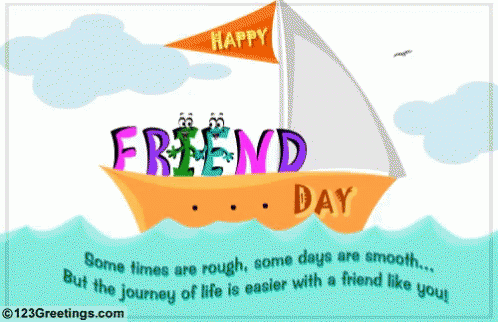 A Greeting Card For Friend Day With A Sailboat GIF