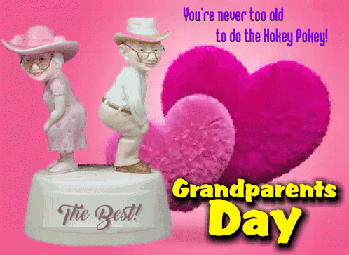 A Greeting Card For Grandparents Day With A Figurine Of An Old Couple GIF